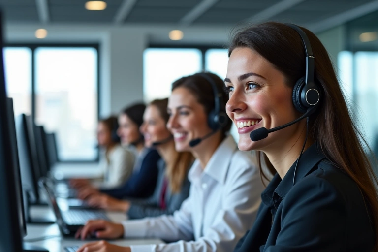 Customer support team at work