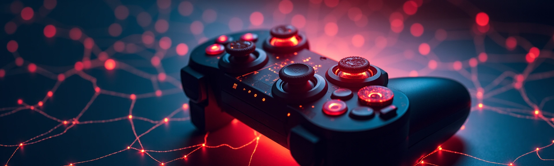 Abstract network connections over a gaming controller, high-tech